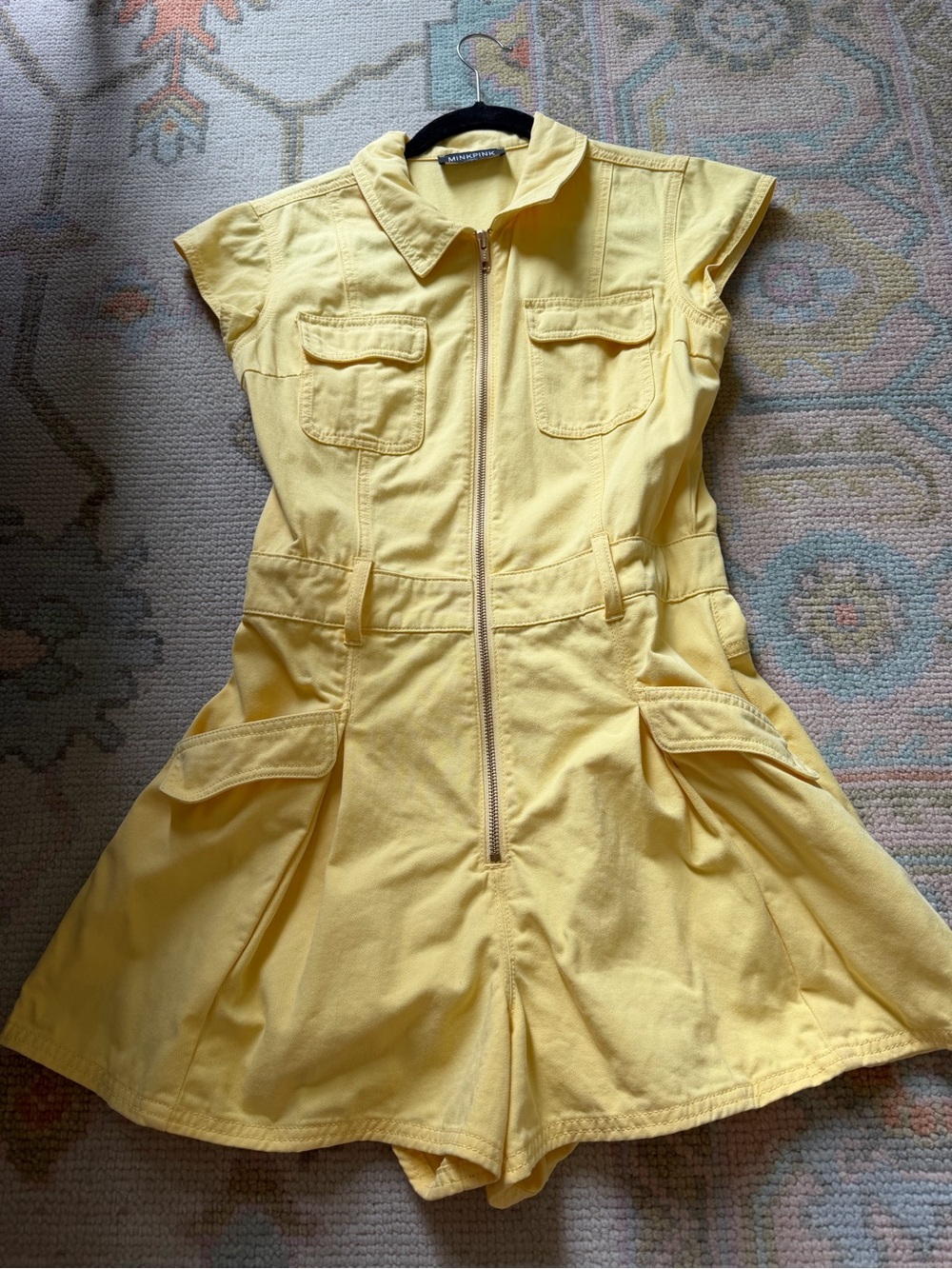 MINKPINK Yellow Zip-Front Utility Romper - Picture 8 of 13